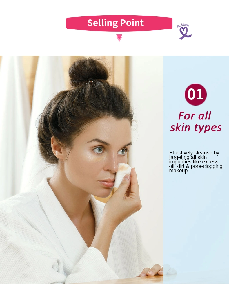 Biokleen Gentle Fragrance-Free Lady Personal Care Acne Prone Skin Waterproof Makeup Removal Wipes