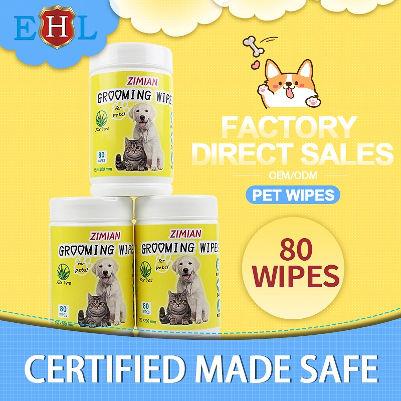 80 PCS/ Barrel Tooth Cleaning Antibacterial Pet Wipes